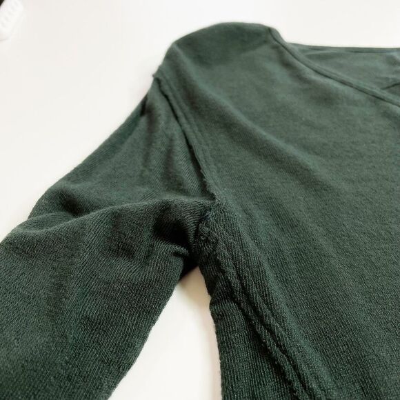 We The Free People Henley Keyhole Open Back Top Long Sleeve Deep Green XS NWOT - Picture 7 of 8